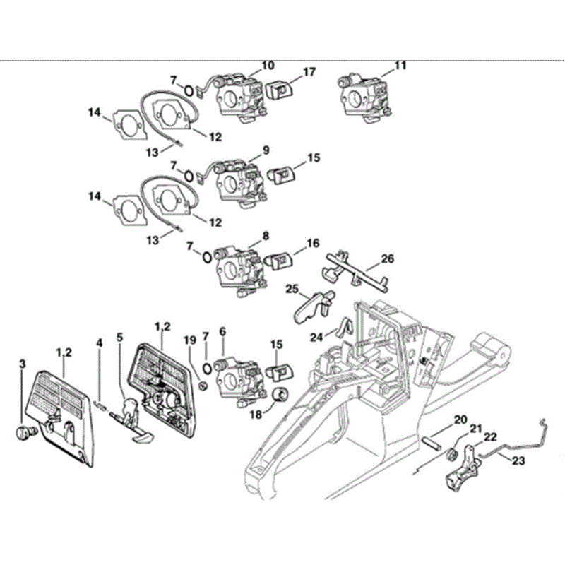 Stihl MS 260 Chainsaw (MS260) Parts Diagram, Air Filter - Throttle Control