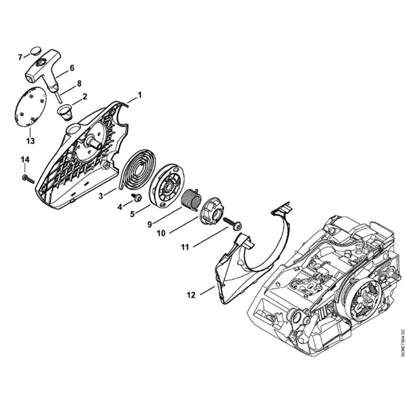 Stihl MS 150 Chainsaws (MS150TC-E) Parts Diagram, Rewind Starter