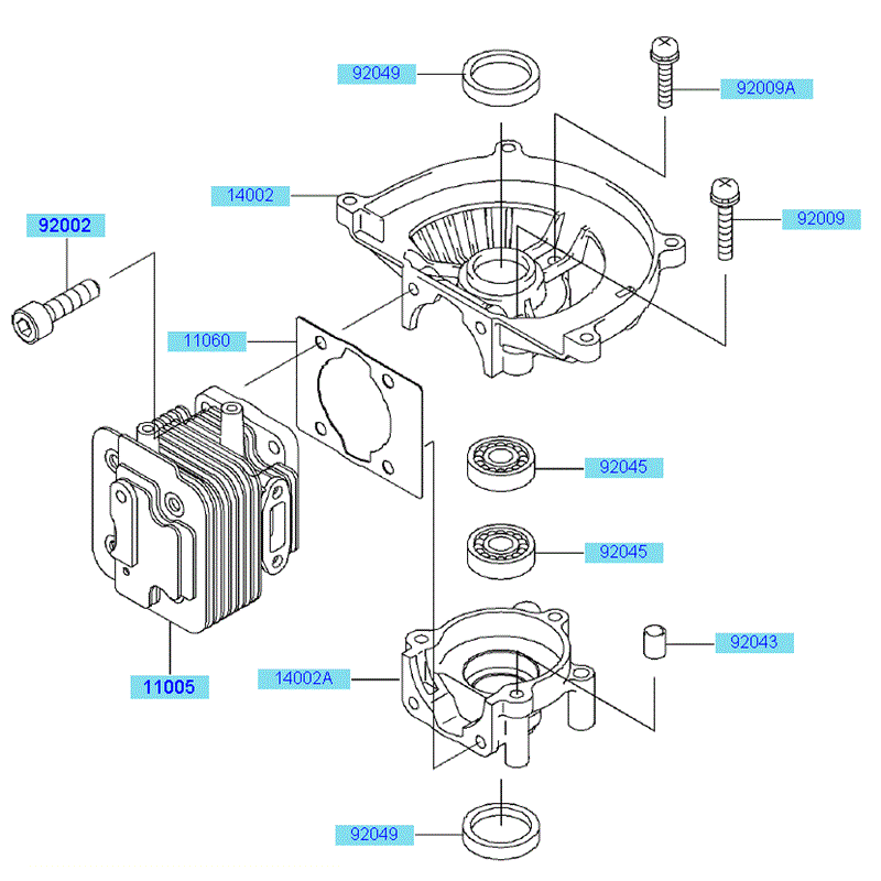 Kawasaki KHT600D (HB600D-AS50) Parts Diagram, Cylinder Crankcase