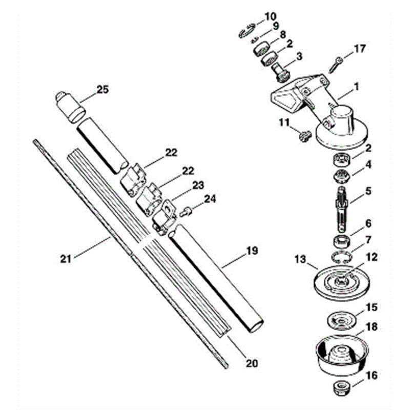 Stihl FS 76 Brushcutter (FS76) Parts Diagram, K-Gear head, Drive tube FS 74