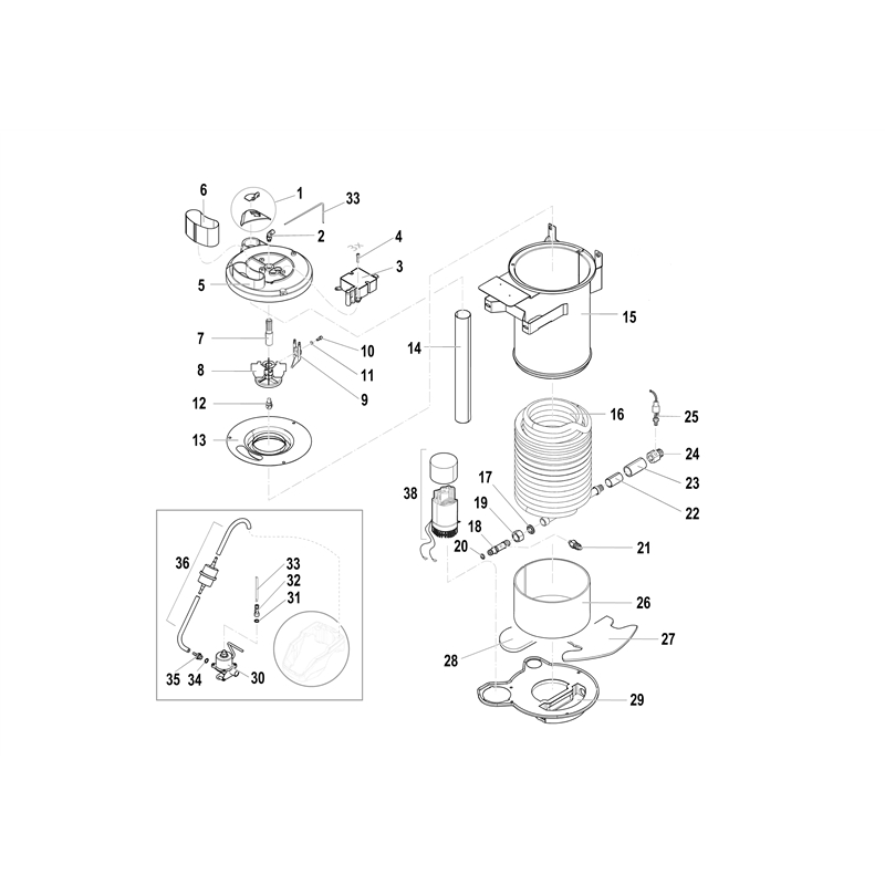 Oleo-Mac PW 250 HC (PW 250 HC) Parts Diagram, Boiler body