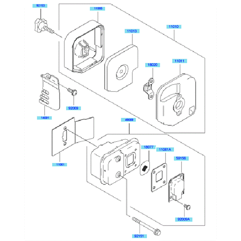 Kawasaki KHS750A  (HB750B-AS50) Parts Diagram, Air Filter & Muffler