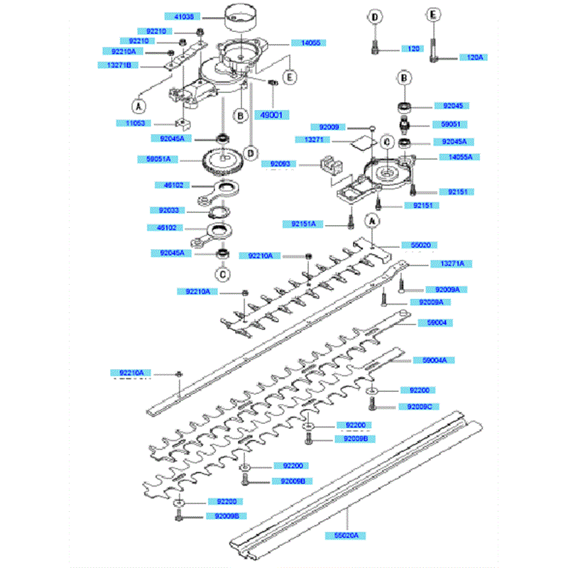 Kawasaki KHD600A (HB600B-BS50) Parts Diagram, Case/ Cutter