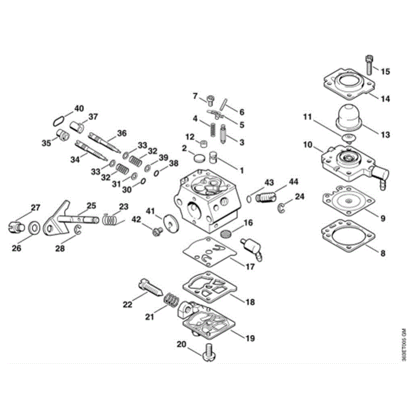 Stihl HS 76 Petrol Hedgetrimmer (HS76) Parts Diagram, E-Carburetor WT-329