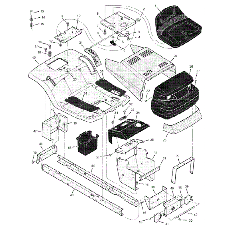 Hayter 13/30 (131A001001-131A099999) Parts Diagram, Chassis & Hood