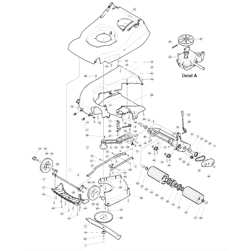 Hayter Harrier 56 (561) Lawnmower (561F280000001-561F290999999) Parts Diagram, Lower Mainframe