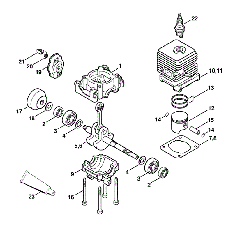 Stihl FS 45 Brushcutter (FS45-Z) Parts Diagram, Crankcase, Cylinder