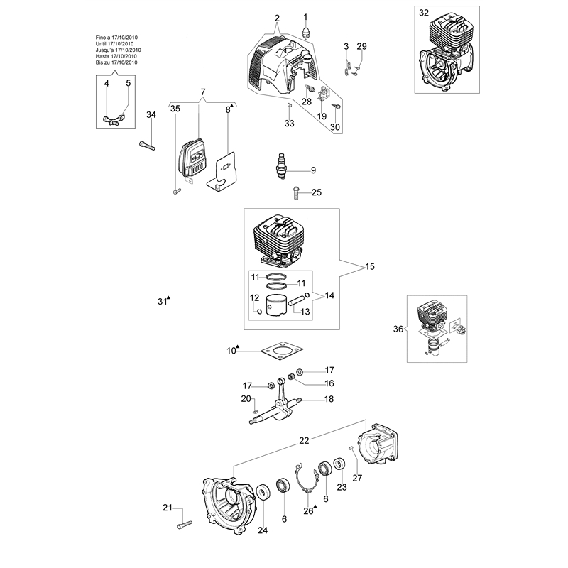Oleo-Mac BC 320 T (BC 320 T) Parts Diagram, Engine