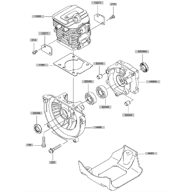 Kawasaki KCL525A (HK525A-AS50) Parts Diagram, Cylinder - Crankcase