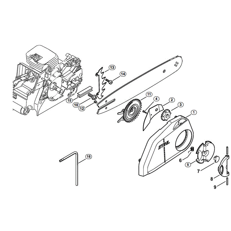 Stihl MS 170 Chainsaw (MS170 2-MIX) Parts Diagram, Quick tensioner parts