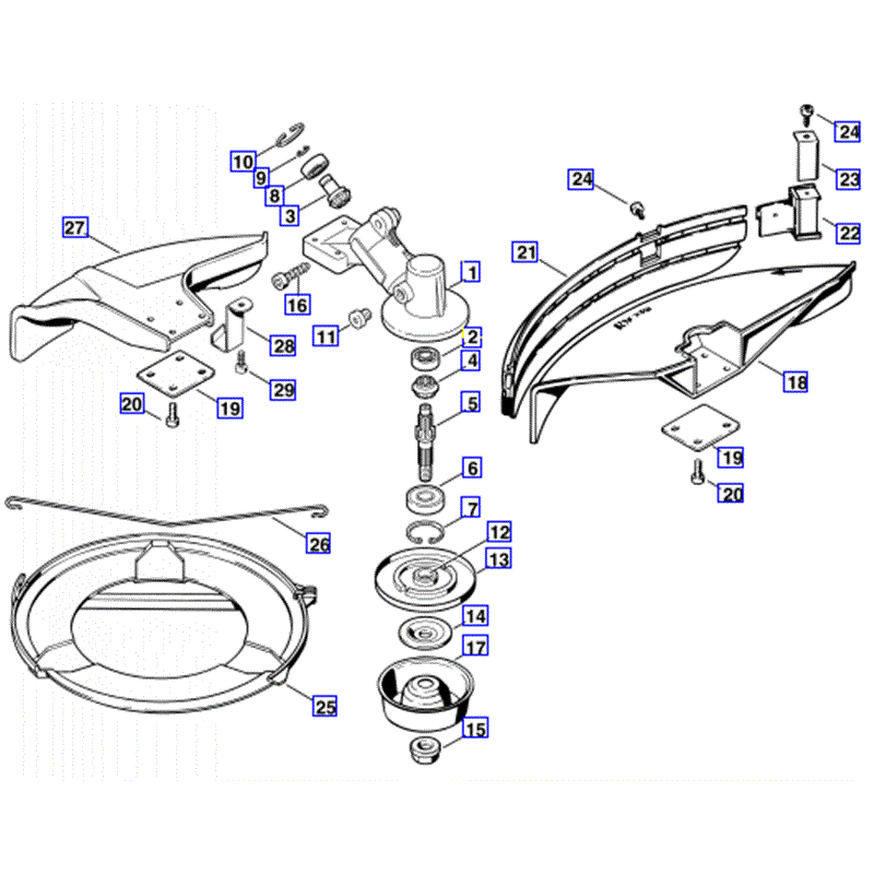 Stihl FS 55 Brushcutter (FS55) Parts Diagram, GEAR HEAD - DEFLECTOR