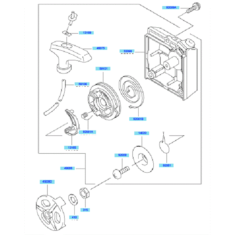 Kawasaki KBH48A  (HA048F-BS50) Parts Diagram, Starter