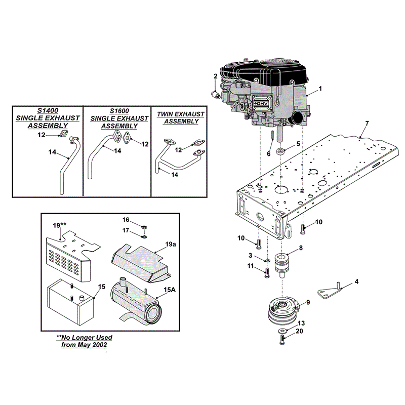 Westwood 2007 Models  (2007) Parts Diagram, Briggs & Stratton Engine & Exhaust Assembly