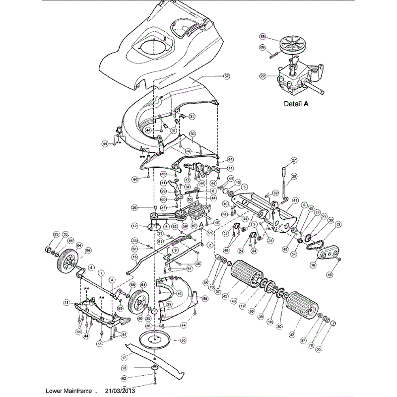 Hayter Harrier 48 (490) Autodrive  (490F290000001-490F290999999) Parts Diagram, Lower Mainframe