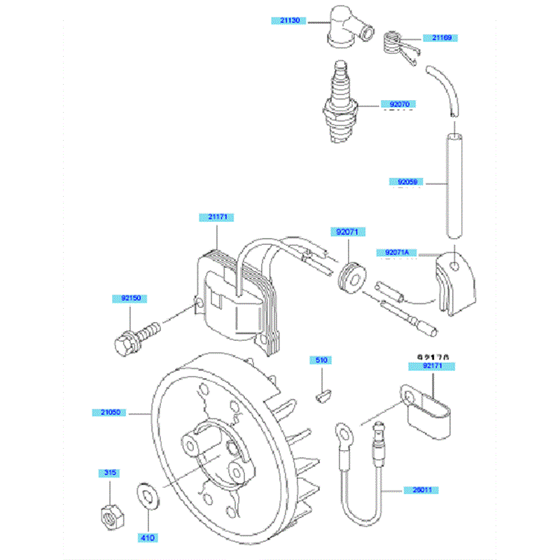 Kawasaki KBL43A (HA043F-BS51) Parts Diagram, Electric Equipment