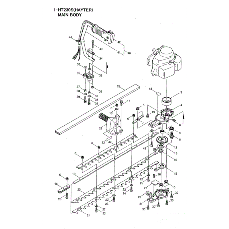 Hayter 471-HT230S Hedgetrimmer   (471A001001-471A099999) Parts Diagram, Main Body