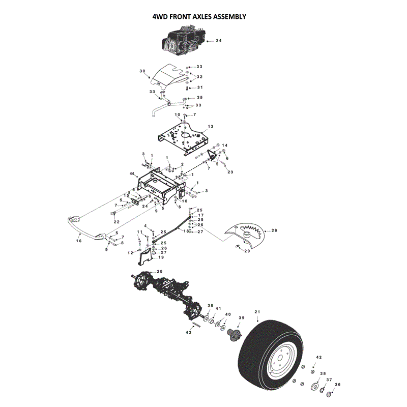 Countax C Series Honda Lawn Tractor 4WD 2006-2008 (2006 - 2008) Parts Diagram, 4WD FRONT AXLES ASSEMBLY