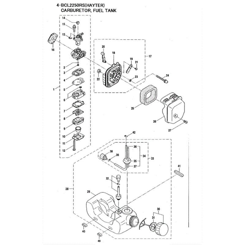 Hayter 461C Brushcutter (461C) Parts Diagram, Carburetor
