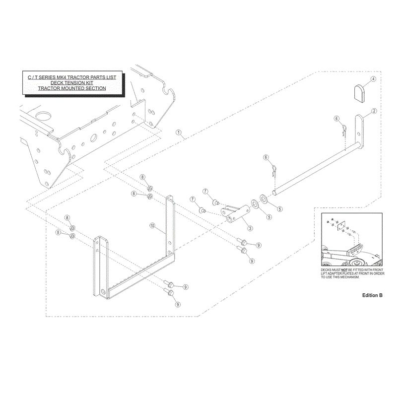 Countax C Series Kawasaki Lawn Tractor  2013 - 2015 (2013 - 2015) Parts Diagram, DECK TENSION & MOUNTING