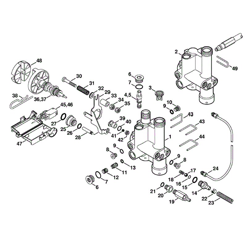 Stihl RE 162 Pressure Washer (RE 162) Parts Diagram, Regulation valve block