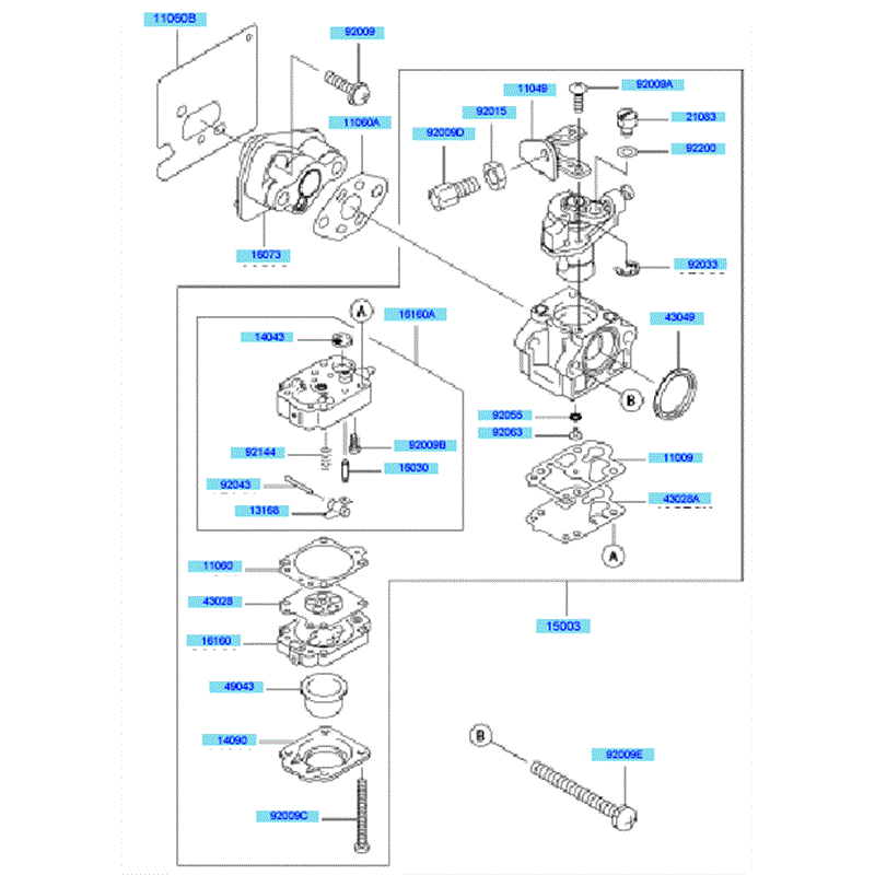 Kawasaki KBH34A (HA034G-AS50) Parts Diagram, Carburetor