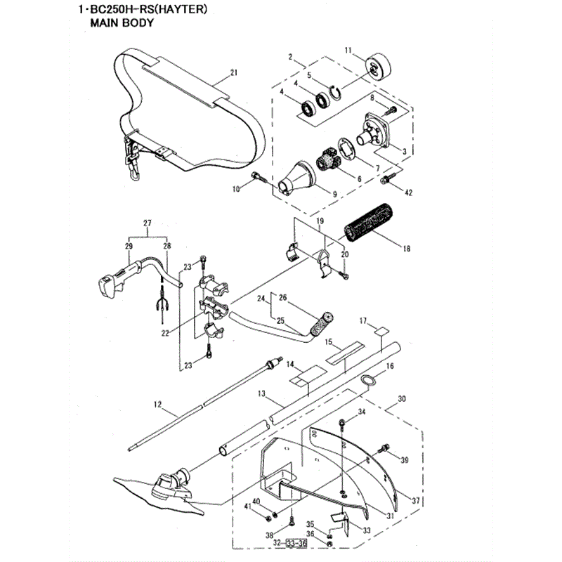 Hayter 462C Brushcutter (462C) Parts Diagram, Main Body