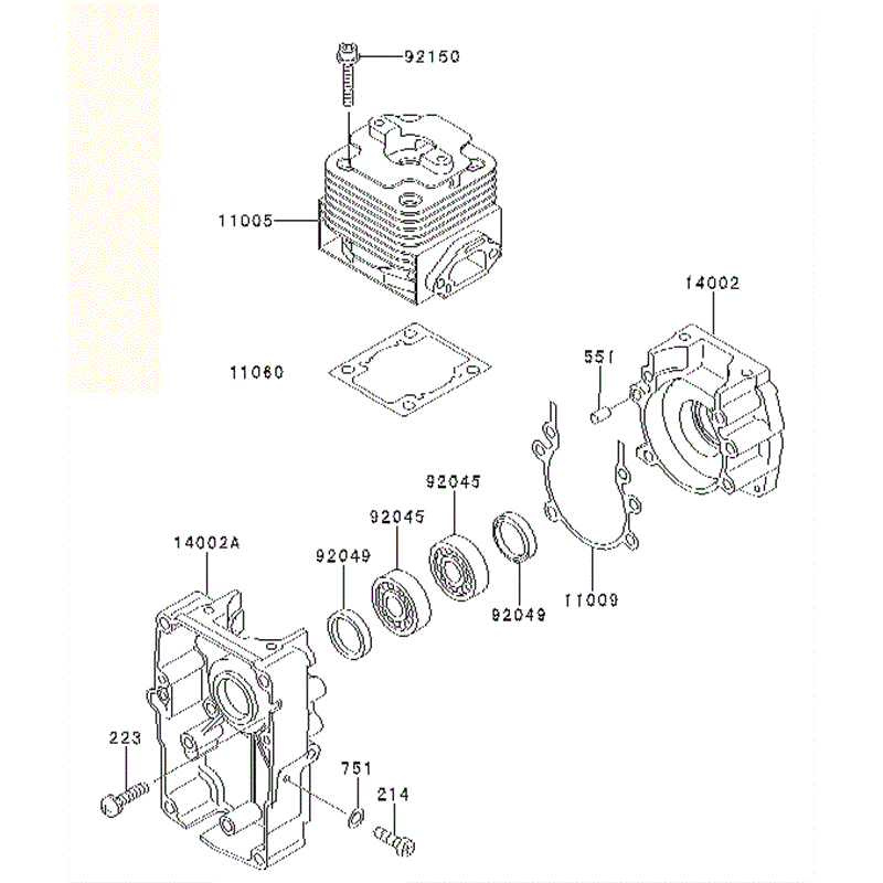 Kawasaki KRB400A (HA400A-BS50) Parts Diagram, CYLINDER/CRANKCASE
