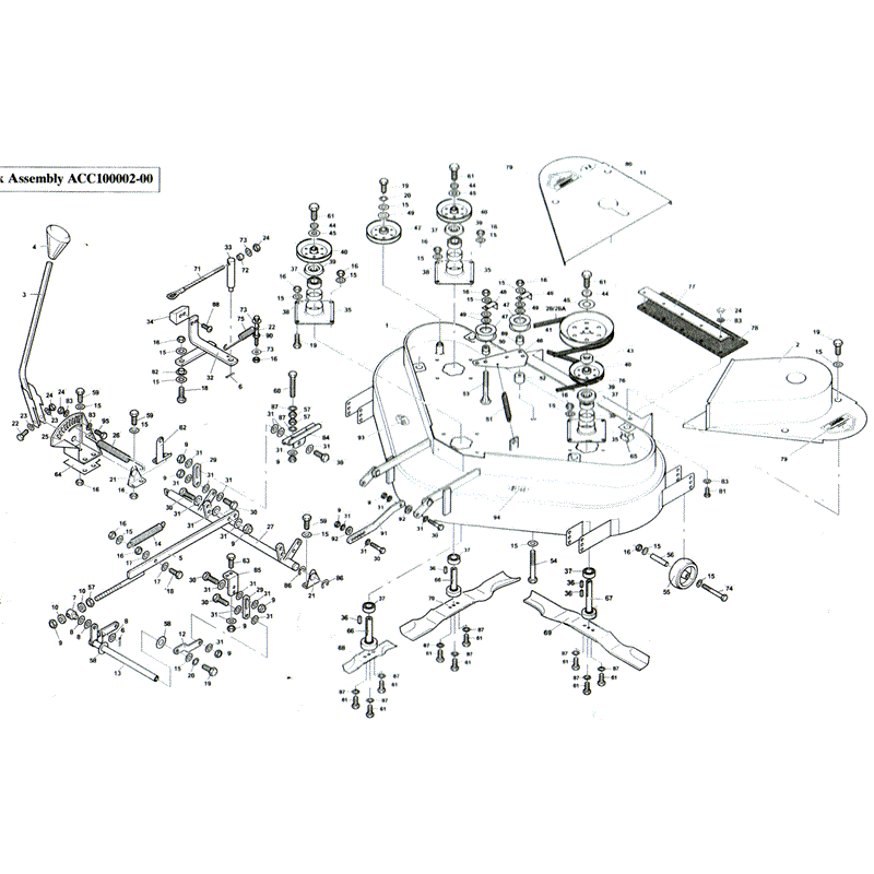 1999-2000 S & T SERIES WESTWOOD TRACTORS (1999 - 2000) Parts Diagram, 36" TRIPLE BLADE CUTTER DECK