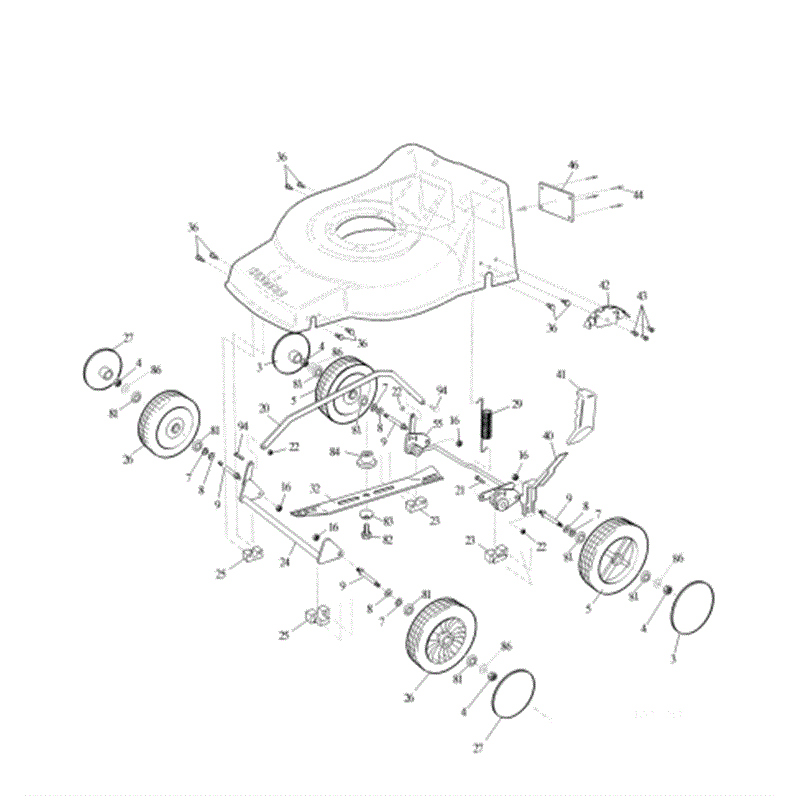 Hayter Jubilee  Lawnmower (423A001001-423A099999) Parts Diagram, Lower Main Frame Assembly