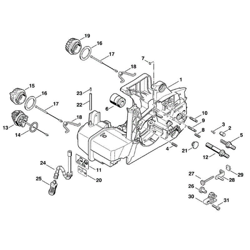 Stihl MS 390 Chainsaw (MS390) Parts Diagram, Engine housing