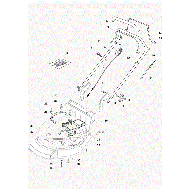 Castel / Twincut / Lawnking XA55MBS-BBC (2010) Parts Diagram, Handle, Upper Part