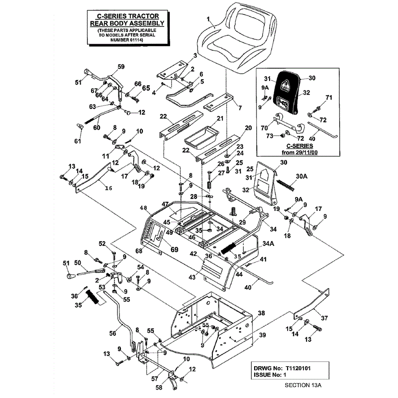 Countax C Series MK 1-2 Before 2000 Lawn Tractor  (Before 2000) Parts Diagram, Rear Body Asembly after SN61114