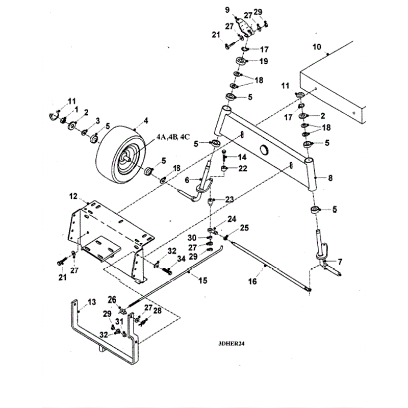 Hayter 14/38 (HY1438) Parts Diagram, Front Axel Assy