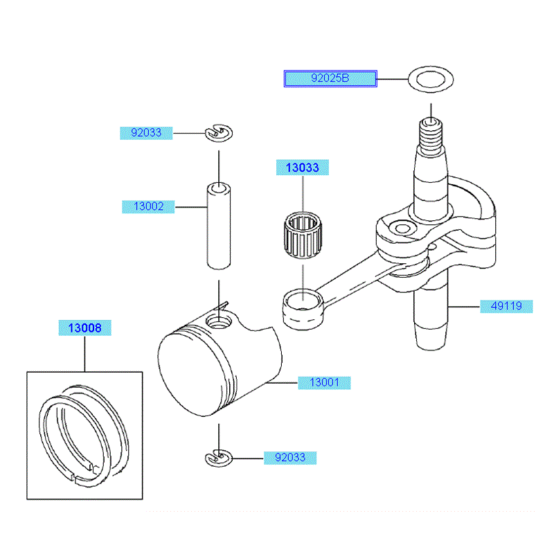 Kawasaki KHT750D (HB750D-AS50) Parts Diagram, Piston - Crankshaft