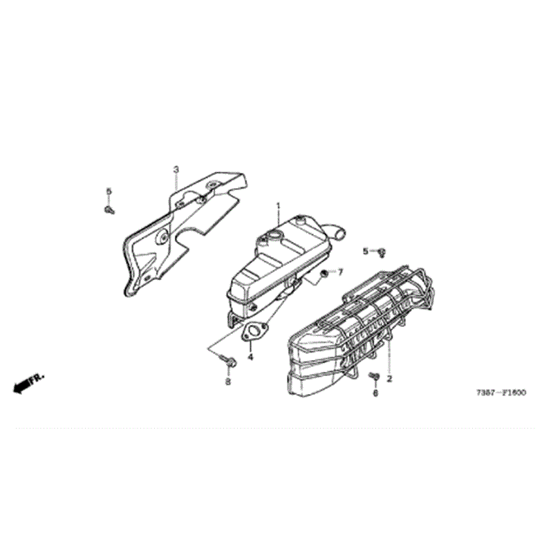 Honda F720 Large Tiller (with tines)  (F720-DAE1) Parts Diagram, EXHAUST