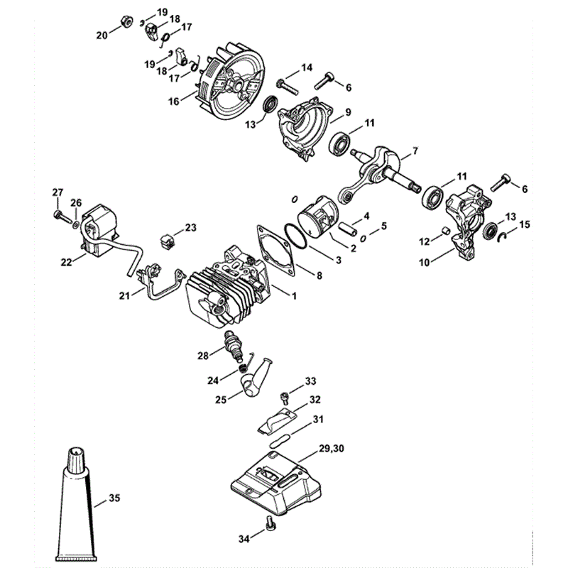 Stihl MS 150 Chainsaws (MS150TC-E) Parts Diagram, Cylinder
