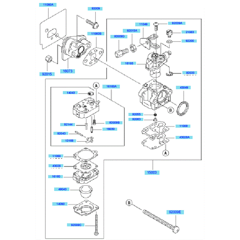 Kawasaki KBH26A (HAO26F-AS50) Parts Diagram, Carburetor