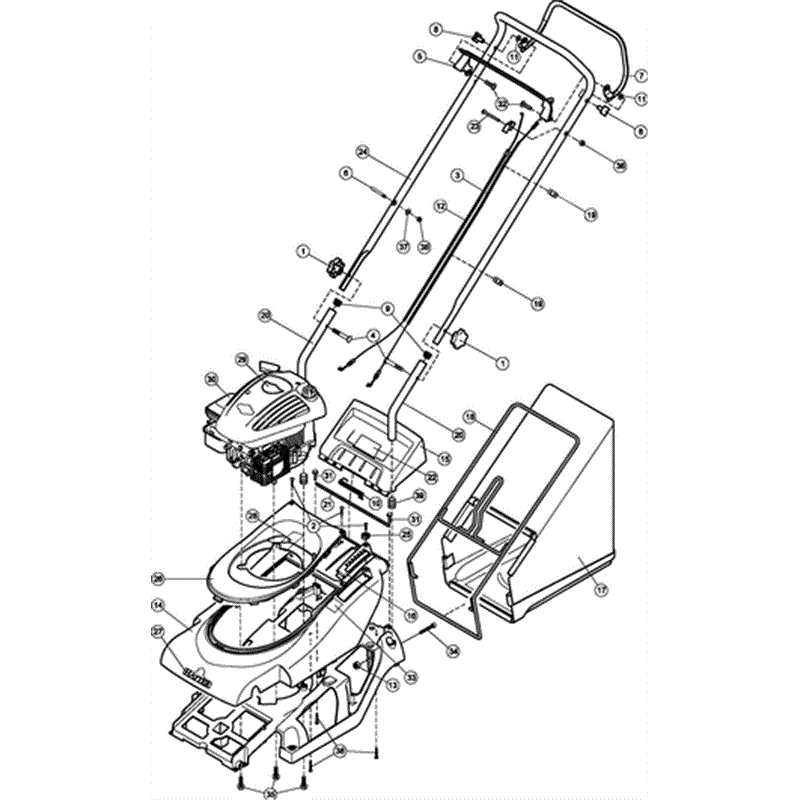 Hayter Spirit 41 Autodrive Rear Roller Lawnmower (619) (619E311090001 - 619E311999999) Parts Diagram, Upper Mainframe