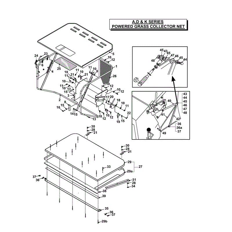 Countax D18-50 Lawn Tractor 2000 - 2003  (2000 - 2003) Parts Diagram, A & D SERIES POWERED GRASS COLLECTOR NET