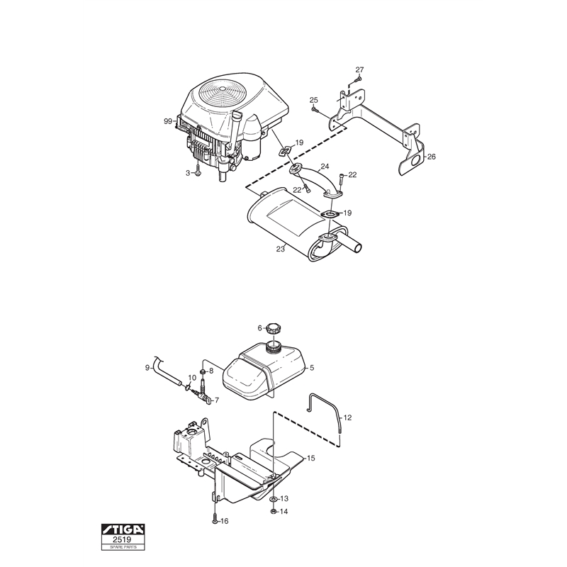 Stiga VILLA 12 (13-2725-15 [2014]) Parts Diagram, Engine_0