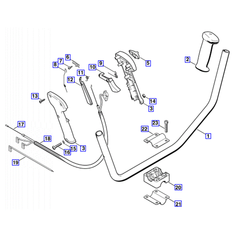 Stihl FS 55 Brushcutter (FS55) Parts Diagram, TWO-HANDED HANDLE BAR 1