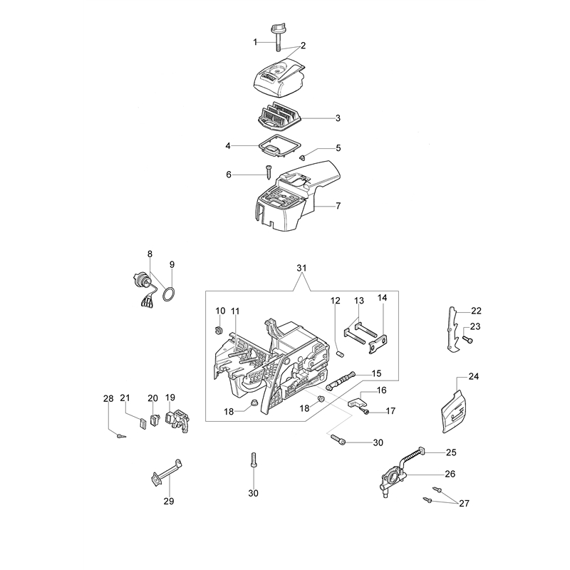 Oleo-Mac 947 (947) Parts Diagram, Tank and air filter
