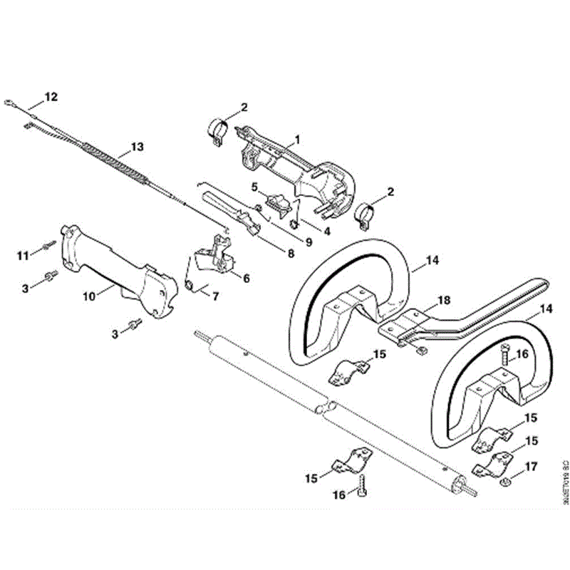 Stihl FS 85 Brushcutter (FS85) Parts Diagram, G-Handle