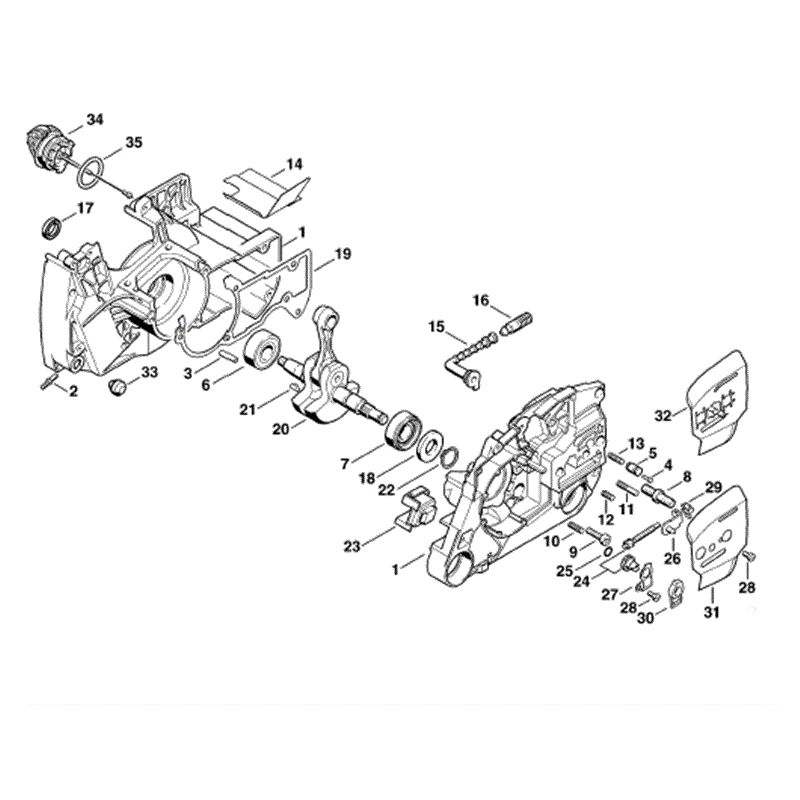 Stihl MS 460 Chainsaw (MS460 Magnum) Parts Diagram, Crankcase - Crankshaft