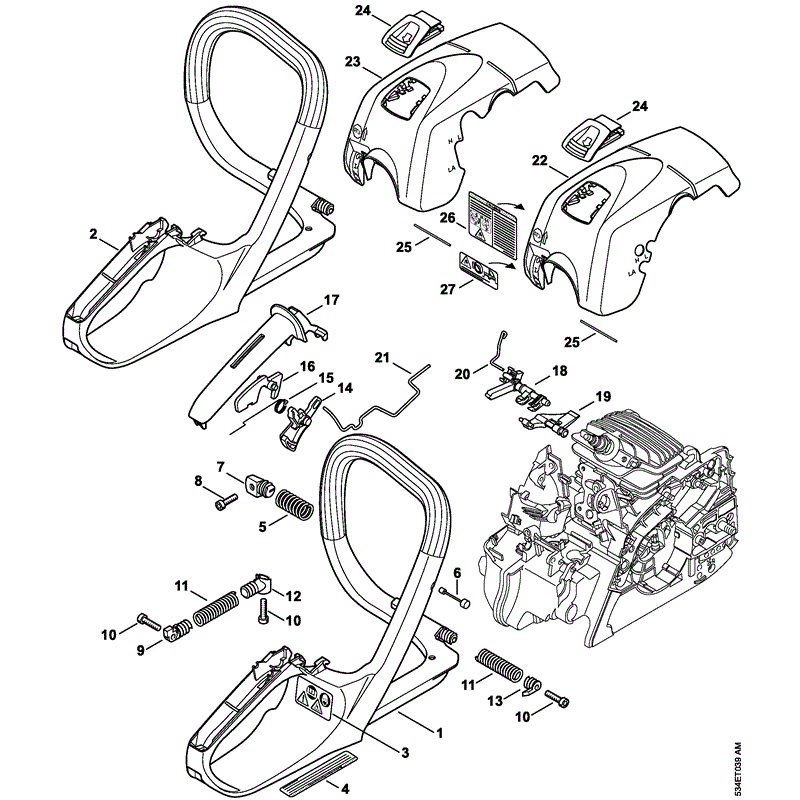 Stihl MS 211 Chainsaw (MS211 2-Mix) Parts Diagram, Handle frame