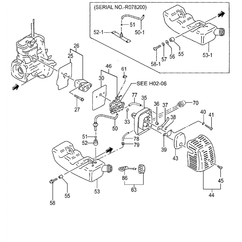 Tanaka THT-210-B (1624-H02) Parts Diagram, ENGINE-1(SERIAL NO.-B026000)