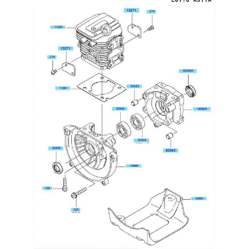 Kawasaki KBH27B (HA027T-AS50) Parts Diagram, Cylinder - Crankcase