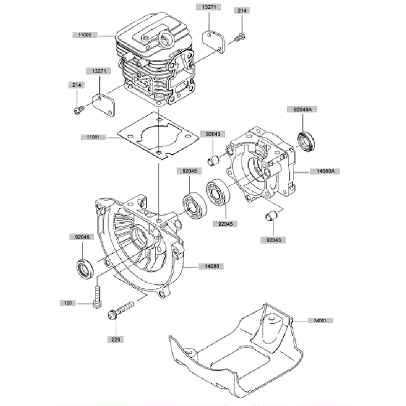 Kawasaki KCS525A (HK525B-AS50) Parts Diagram, Cylinder - Crankcase