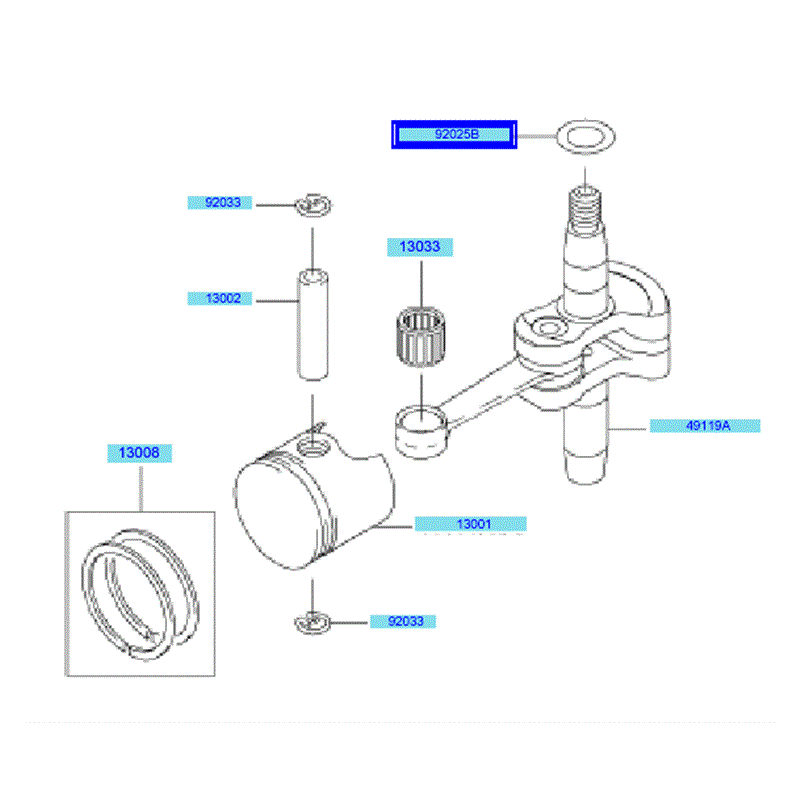 Kawasaki KHS750B (HB750B-BS51) Parts Diagram, Piston & Crankshaft
