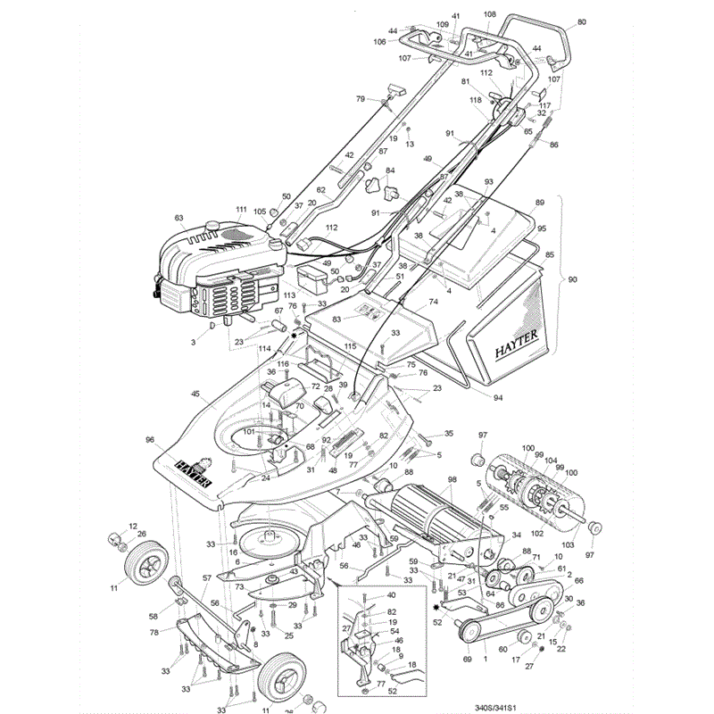 Hayter Harrier 56 (340) Lawnmower (340S003141-340S099999) Parts Diagram, Mainframe Assembly
